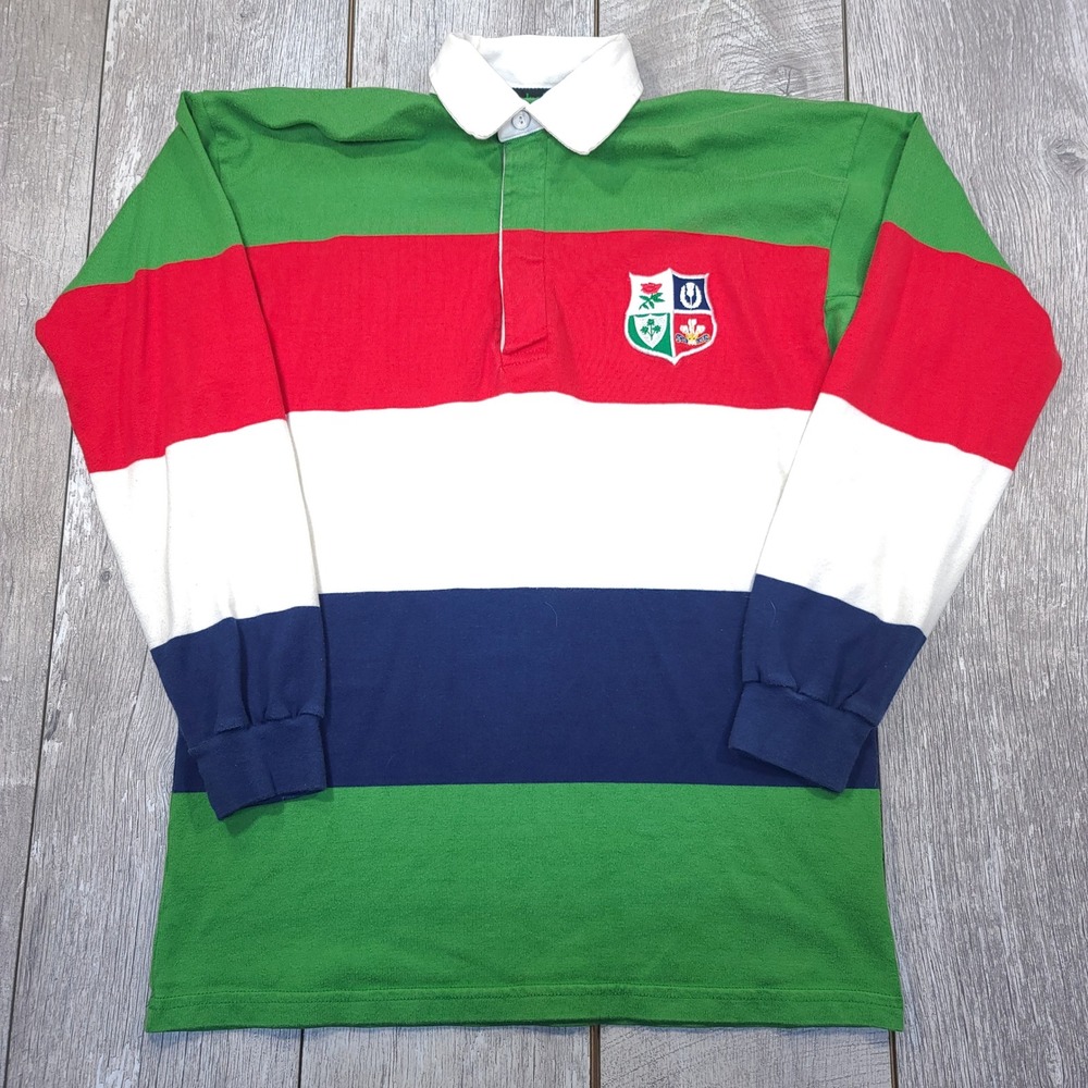 O'Neills Rugby Shirt Men Medium Green Striped British & Irish Lions Ireland Polo